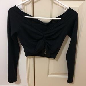 “Pretty little thing” black long sleeve crop top